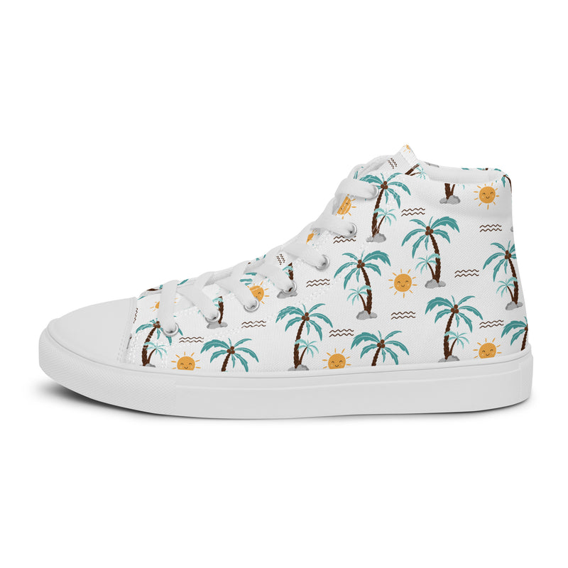 Palm Tree High Top #189 - Angled View | HA!LO Canvas Sneakers