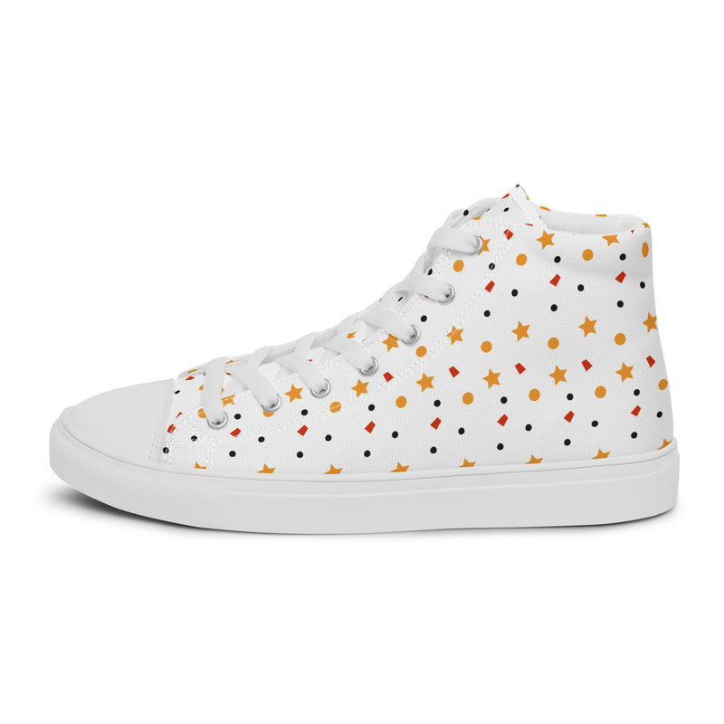 Confetti Dot High Top #219 - Angled View | HA!LO Canvas Sneakers