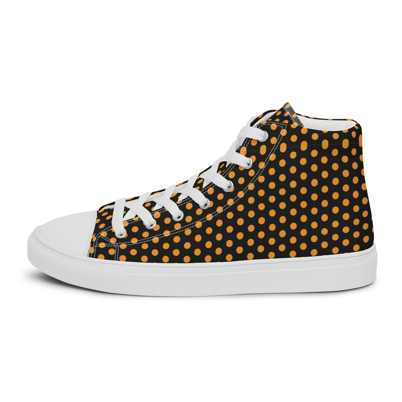 Gold Dot High Top #223 - Angled View | HA!LO Canvas Sneakers