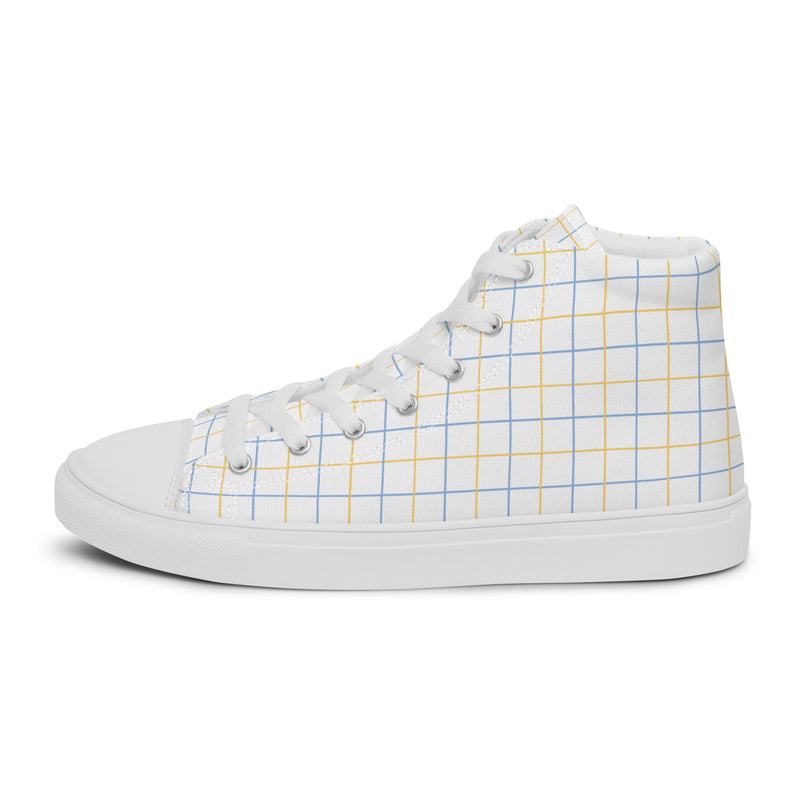 Pastel Plaid High Top #237 - Angled View | HA!LO Canvas Sneakers