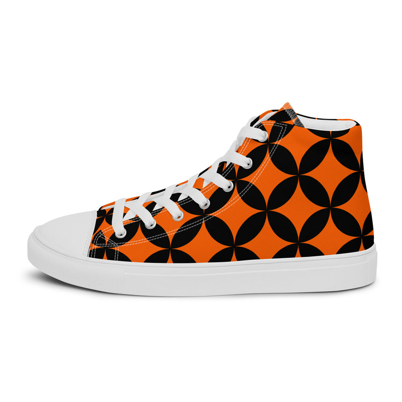 Halloween Geo High Top #251 - Angled View | HA!LO Canvas Sneakers