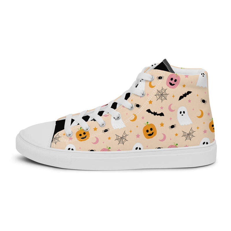 Halloween Cream High Top #255 - Angled View | HA!LO Canvas Sneakers