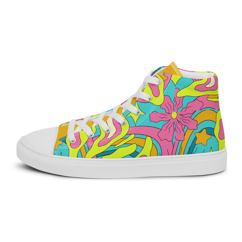 Psychedelic Swirl High Top #273 - Angled View | HA!LO Canvas Sneakers