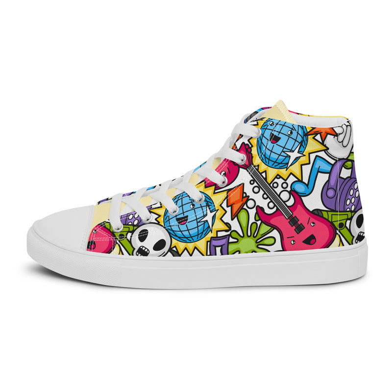 Monster Doodle High Top #275 - Angled View | HA!LO Canvas Sneakers