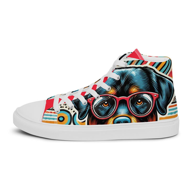 Pop Art Bulldog High Top #300 - Angled View | HA!LO Canvas Sneakers
