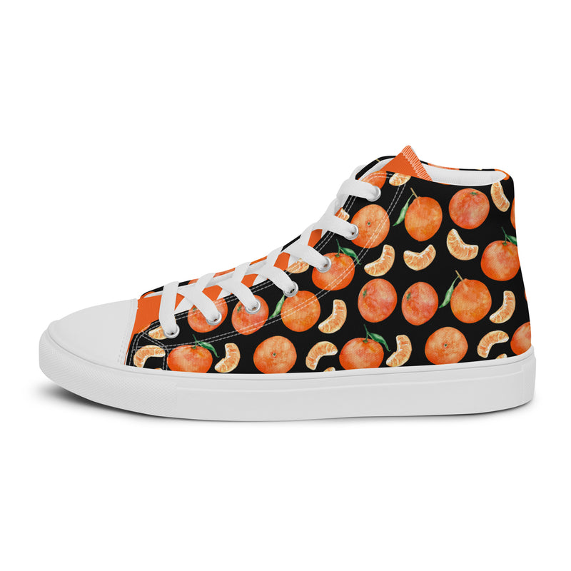 Orange Pop High Top #305 - Angled View | HA!LO Canvas Sneakers