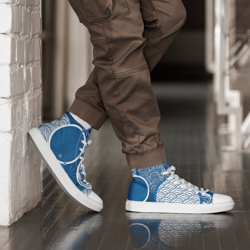 Japanese Wave High Top #2 - Opposite Side | HA!LO Canvas Sneakers