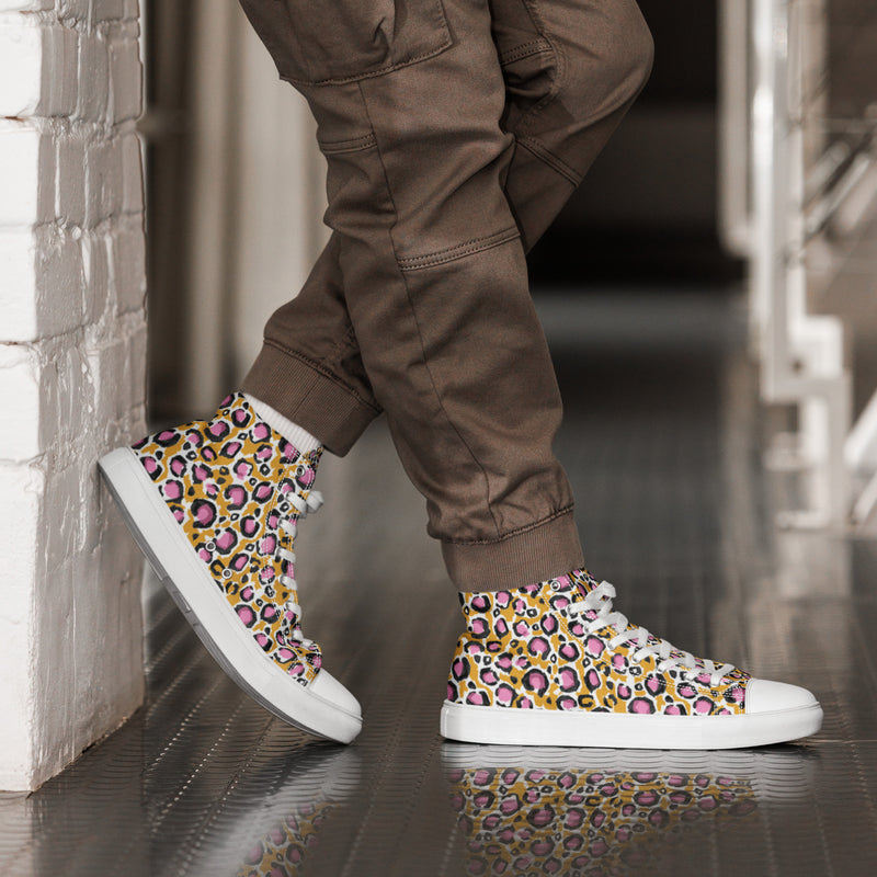 Pink Leopard High Top #7 - Opposite Side | HA!LO Canvas Sneakers