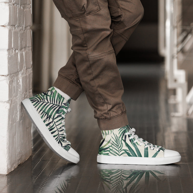 Palm Leaf High Top #12 - Opposite Side | HA!LO Canvas Sneakers