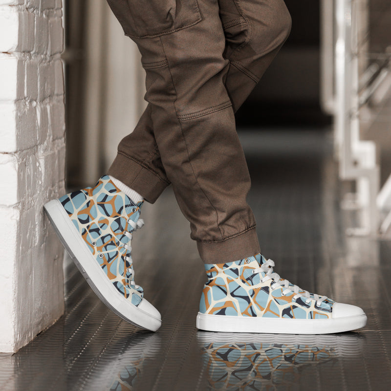 Mosaic Blue High Top #16 - Opposite Side | HA!LO Canvas Sneakers