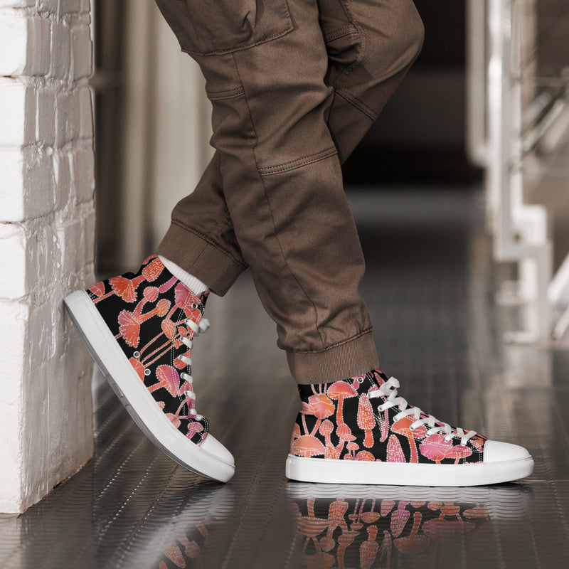 Coral Abstract High Top #17 - Opposite Side | HA!LO Canvas Sneakers