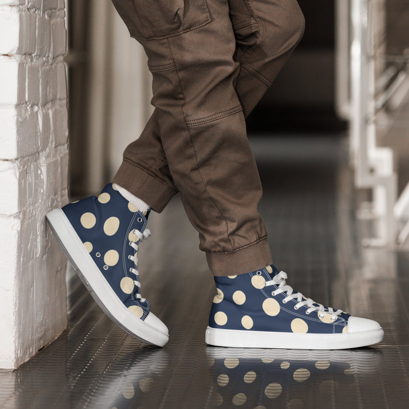 Navy Gold Dot High Top #19 - Opposite Side | HA!LO Canvas Sneakers