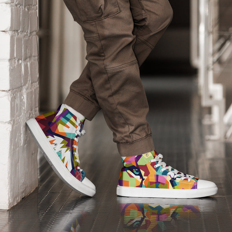 Cubist Face High Top #49 - Opposite Side | HA!LO Canvas Sneakers
