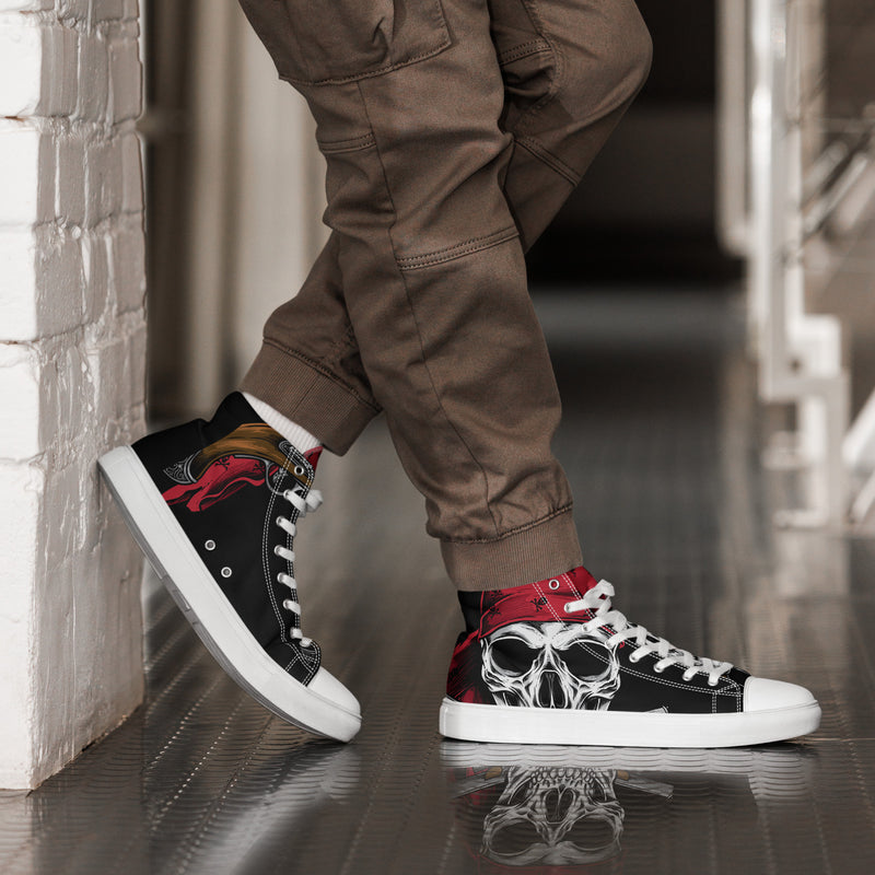 Red Skull High Top #160 - Opposite Side | HA!LO Canvas Sneakers