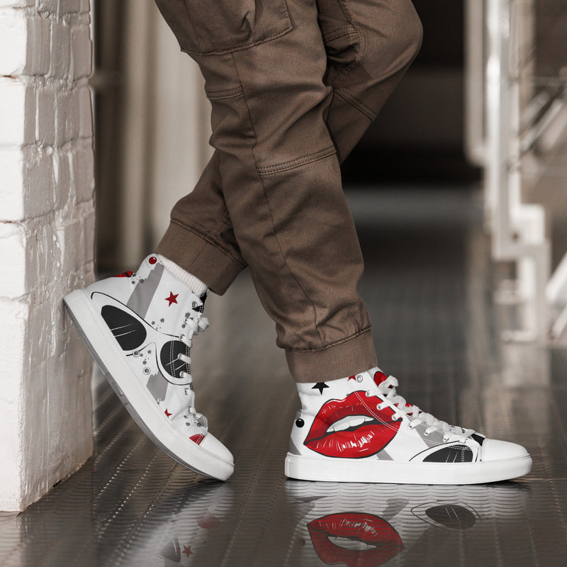 Red Lips High Top #75 - Opposite Side | HA!LO Canvas Sneakers