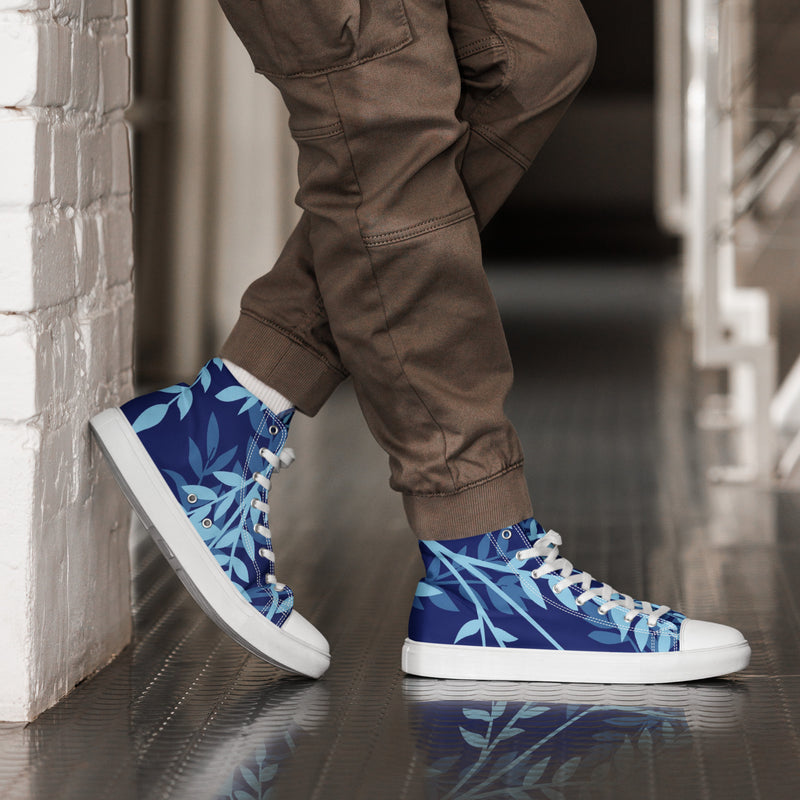 Blue Leaf High Top #84 - Opposite Side | HA!LO Canvas Sneakers