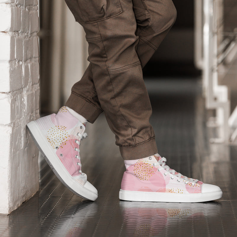 Pink Gold Dot High Top #95 - Opposite Side | HA!LO Canvas Sneakers