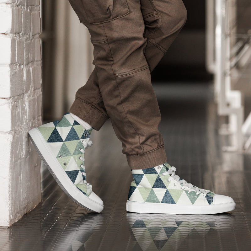 Geo Triangle High Top #96 - Opposite Side | HA!LO Canvas Sneakers