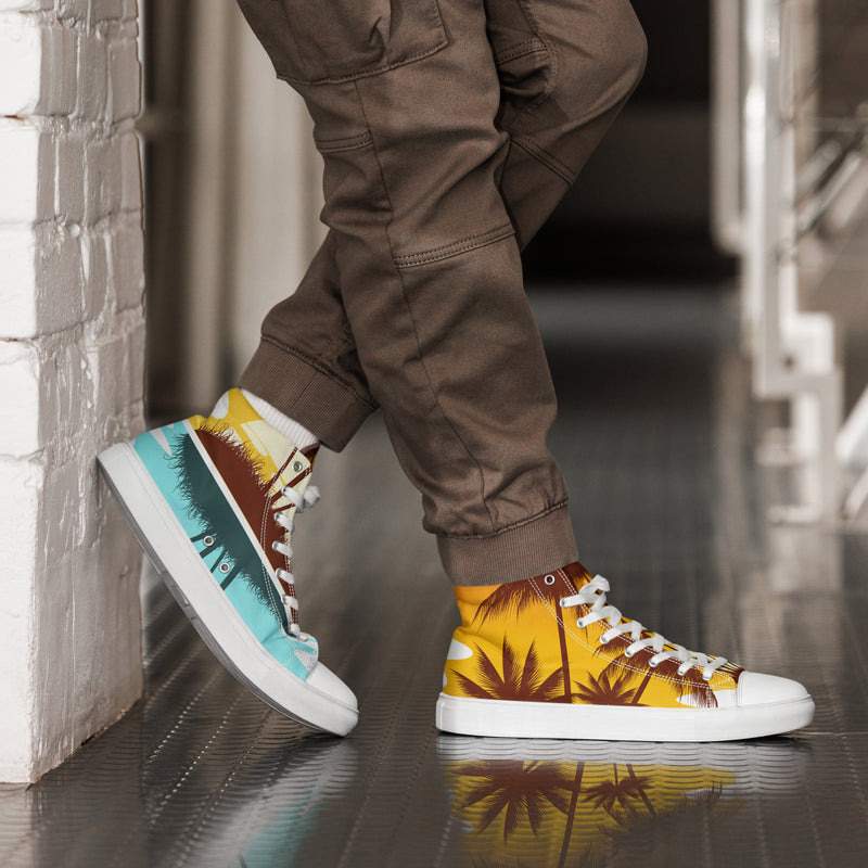 Sunset Palm High Top #97 - Opposite Side | HA!LO Canvas Sneakers