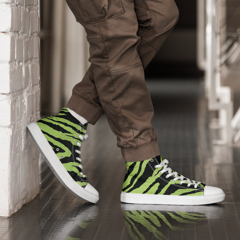 Lime Zebra High Top #100 - Opposite Side | HA!LO Canvas Sneakers