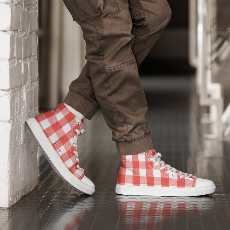 Red Gingham High Top #101 - Opposite Side | HA!LO Canvas Sneakers