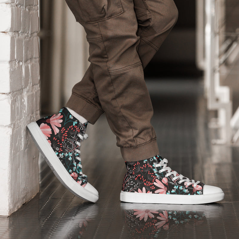 Dark Botanical High Top #110 - Opposite Side | HA!LO Canvas Sneakers