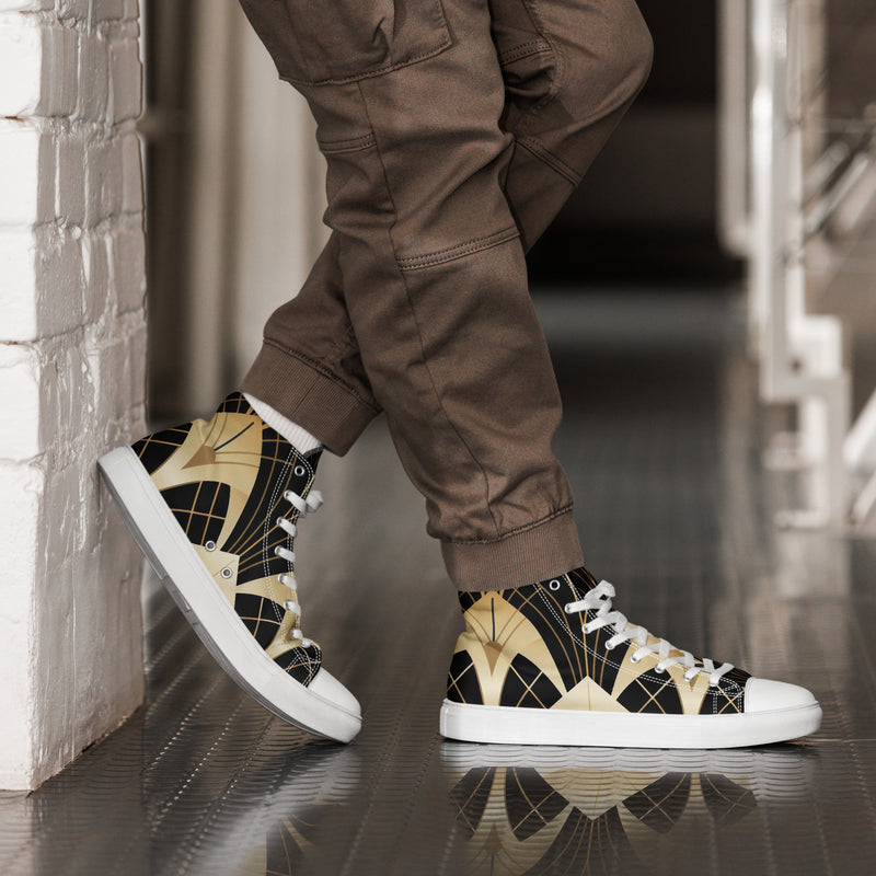 Art Deco Gold High Top #138 - Opposite Side | HA!LO Canvas Sneakers