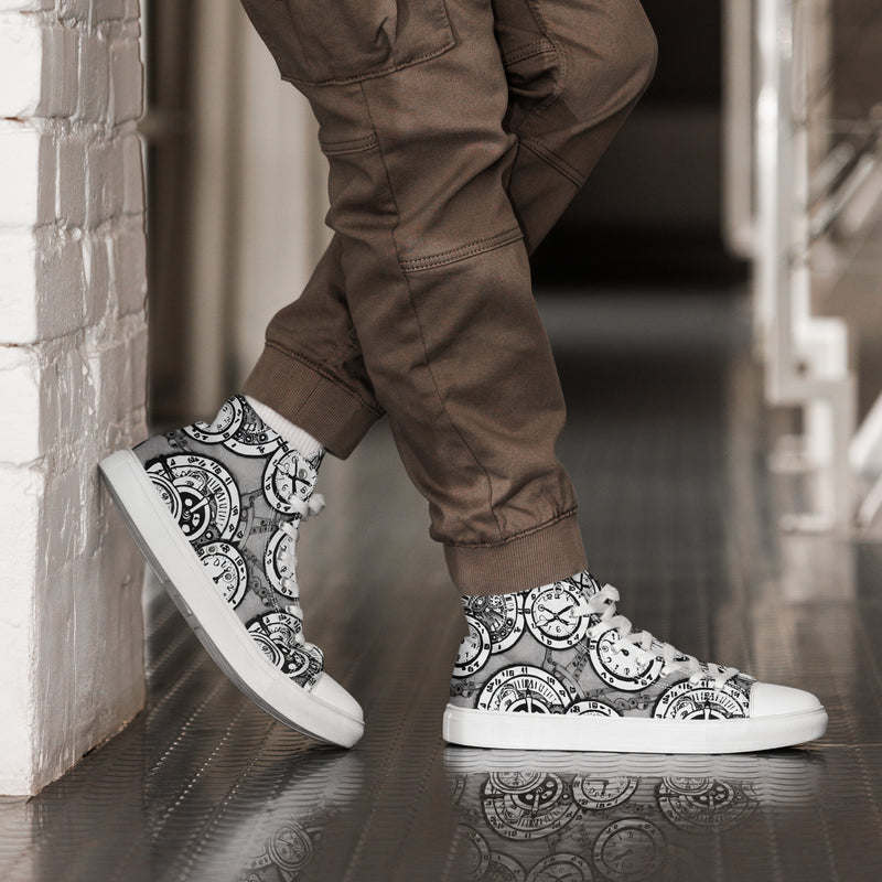 Steampunk Clock High Top #142 - Opposite Side | HA!LO Canvas Sneakers