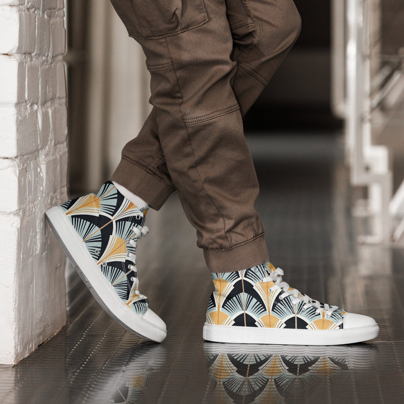 Art Deco Fan High Top #144 - Opposite Side | HA!LO Canvas Sneakers