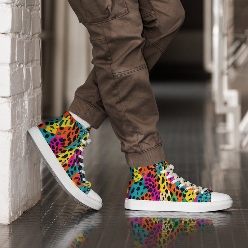 Rainbow Leopard High Top #147 - Opposite Side | HA!LO Canvas Sneakers