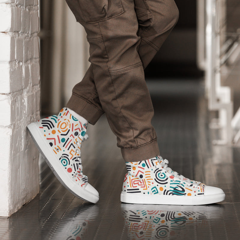 Geo Mix High Top #150 - Opposite Side | HA!LO Canvas Sneakers
