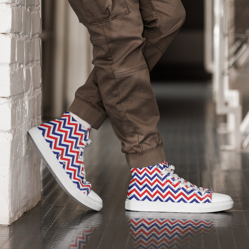 Patriotic Chevron High Top #156 - Opposite Side | HA!LO Canvas Sneakers