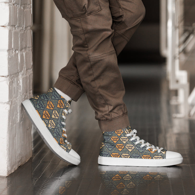 Dad Badge Teal High Top #168 - Opposite Side | HA!LO Canvas Sneakers
