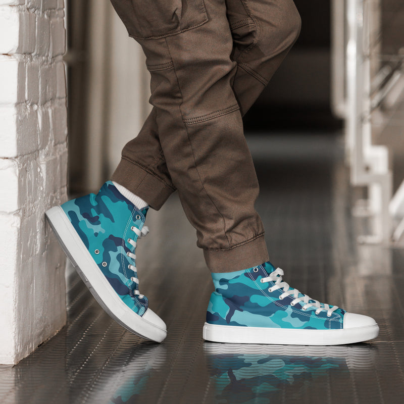 Blue Camo High Top #178 - Opposite Side | HA!LO Canvas Sneakers