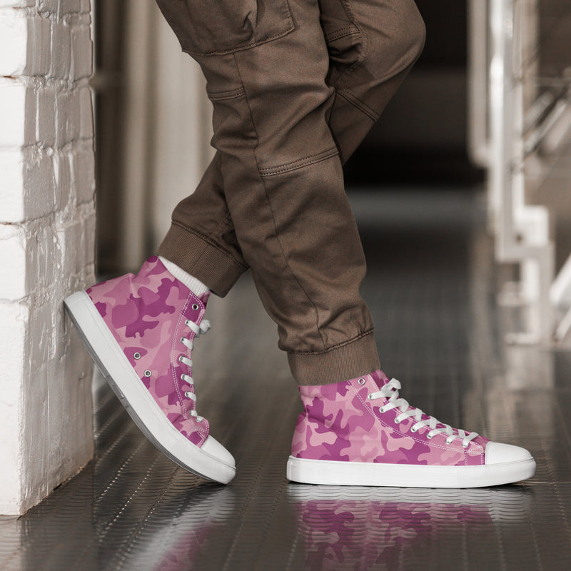 Pink Camo High Top #180 - Opposite Side | HA!LO Canvas Sneakers
