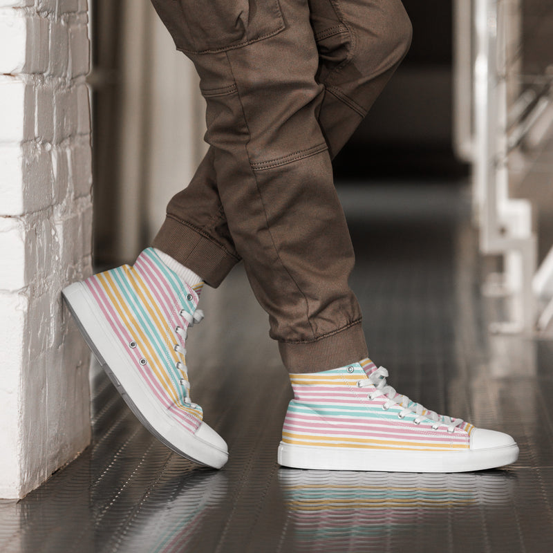 Rainbow Stripe High Top #190 - Opposite Side | HA!LO Canvas Sneakers