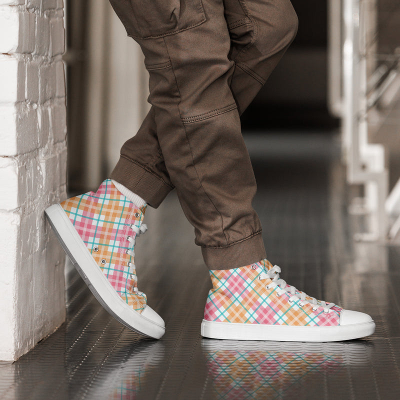 Rainbow Plaid High Top #202 - Opposite Side | HA!LO Canvas Sneakers
