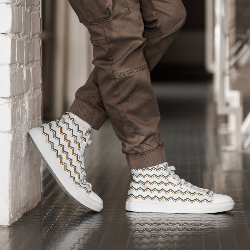 Tan Chevron High Top #208 - Opposite Side | HA!LO Canvas Sneakers