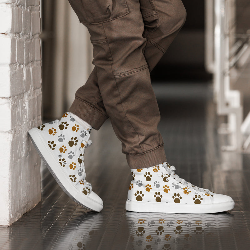Paw Print Brown High Top #210 - Opposite Side | HA!LO Canvas Sneakers