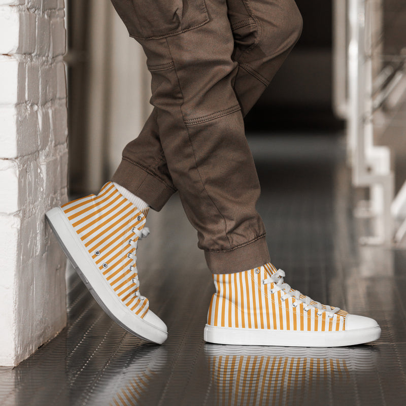 Orange Pinstripe High Top #226 - Opposite Side | HA!LO Canvas Sneakers
