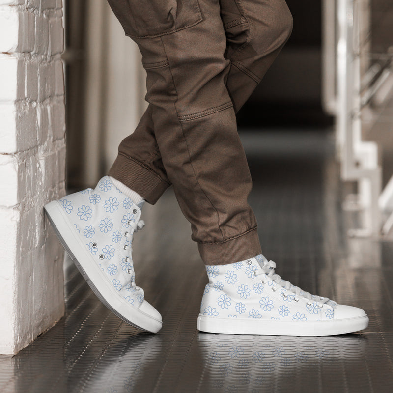 White Daisy High Top #235 - Opposite Side | HA!LO Canvas Sneakers