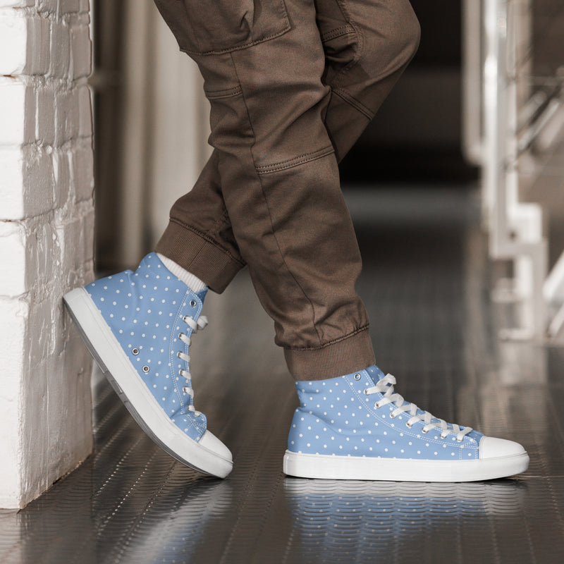 Blue Polka Dot High Top #239 - Opposite Side | HA!LO Canvas Sneakers