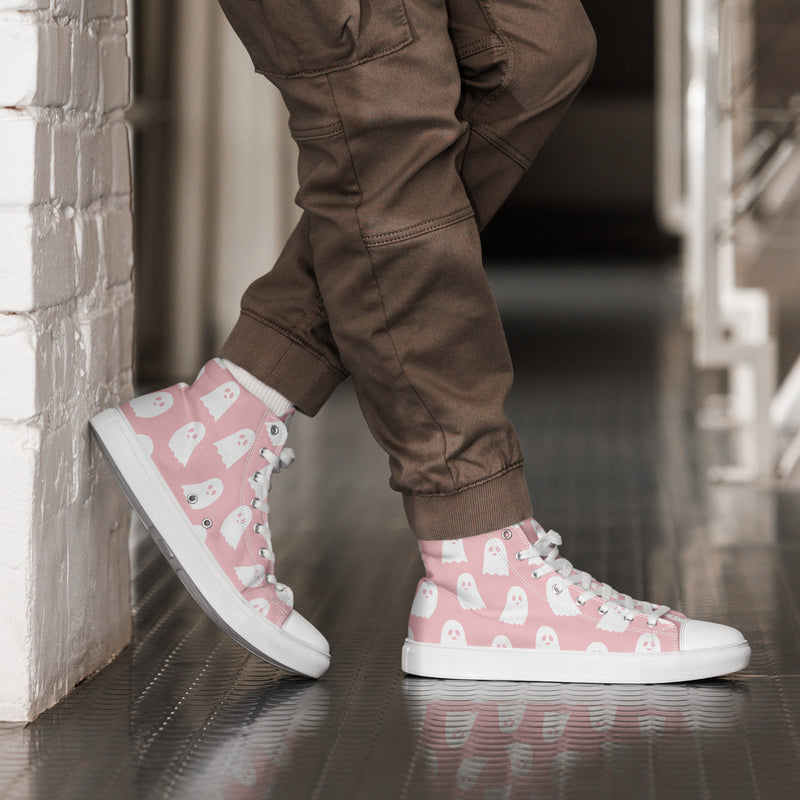 Pink Ghost High Top #262 - Opposite Side | HA!LO Canvas Sneakers