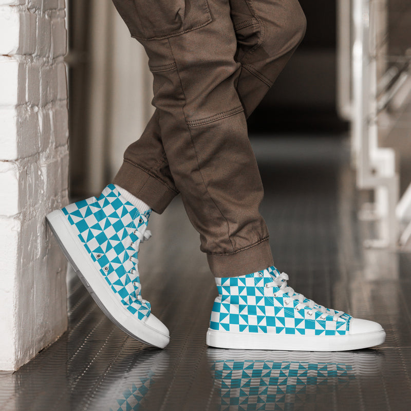 Teal Diamond High Top #296 - Opposite Side | HA!LO Canvas Sneakers