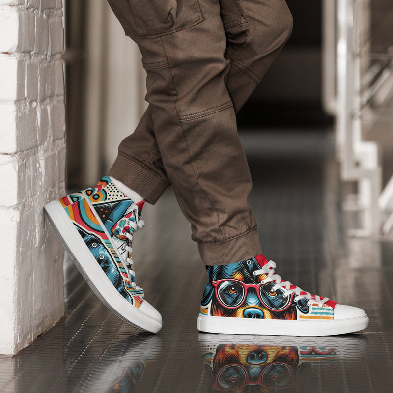 Pop Art Bulldog High Top #300 - Opposite Side | HA!LO Canvas Sneakers
