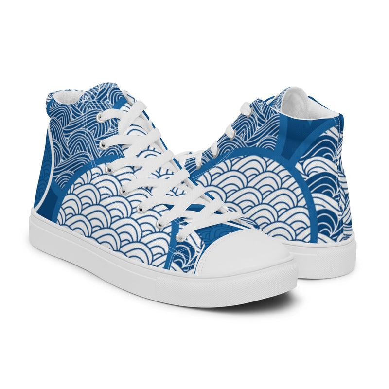 Japanese Wave High Top #2 - Top Down View | HA!LO Canvas Sneakers