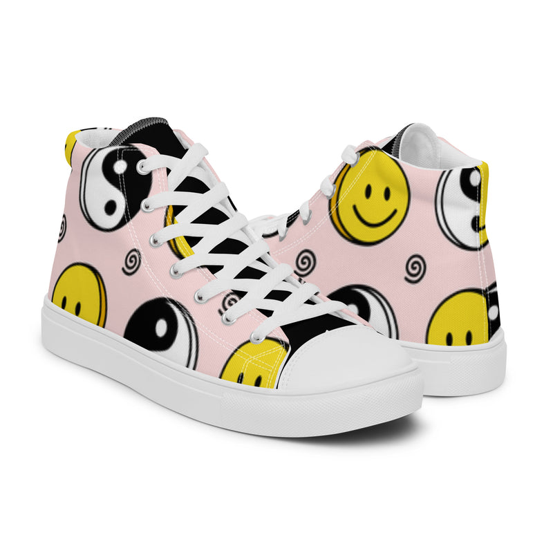 Smiley Yin Yang High Top #5 - Top Down View | HA!LO Canvas Sneakers