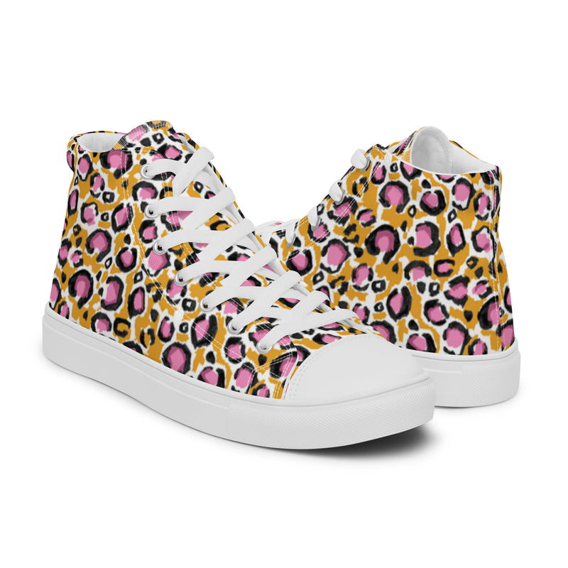 Pink Leopard High Top #7 - Top Down View | HA!LO Canvas Sneakers