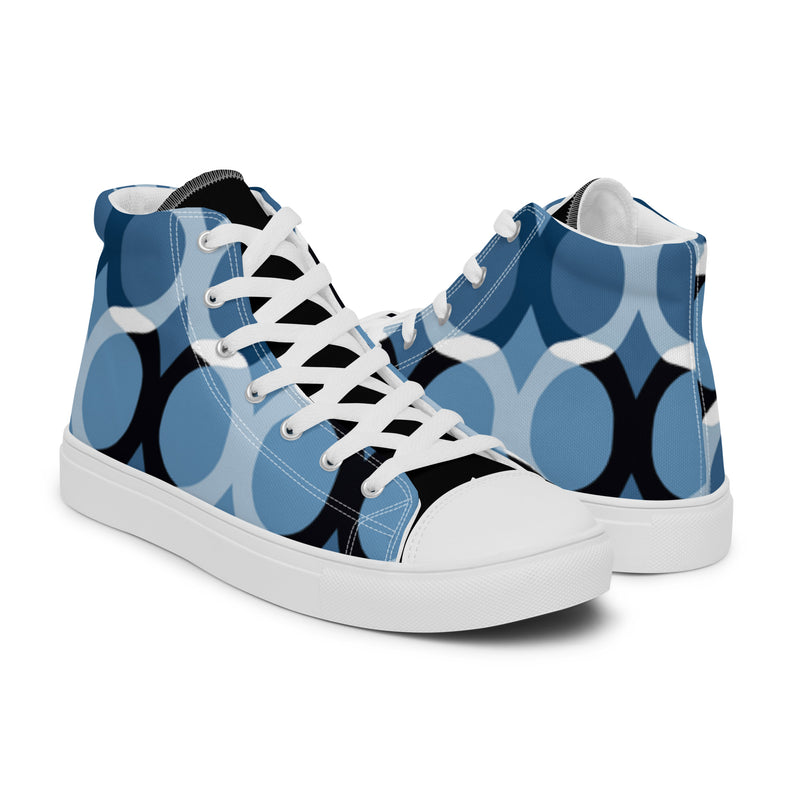 Blue Circle High Top #13 - Top Down View | HA!LO Canvas Sneakers