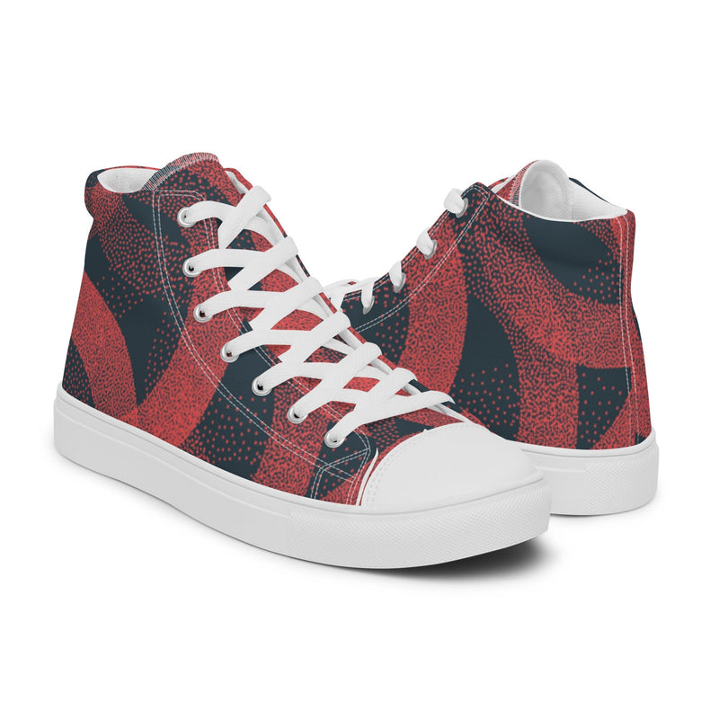 Red Swirl High Top #14 - Top Down View | HA!LO Canvas Sneakers